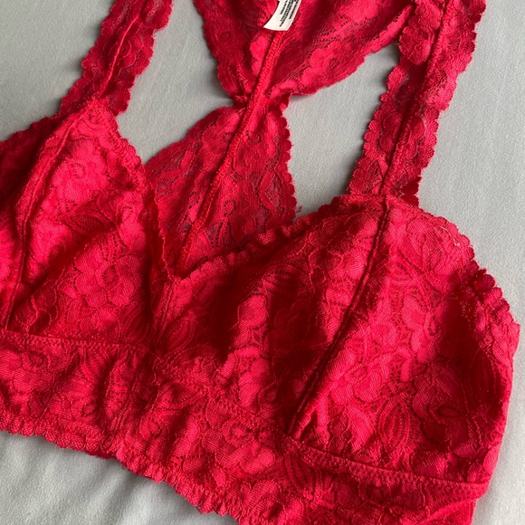 🆕NWOT Free People Galloon Lace Racerback Bralette, Red - Picture 4 of 6